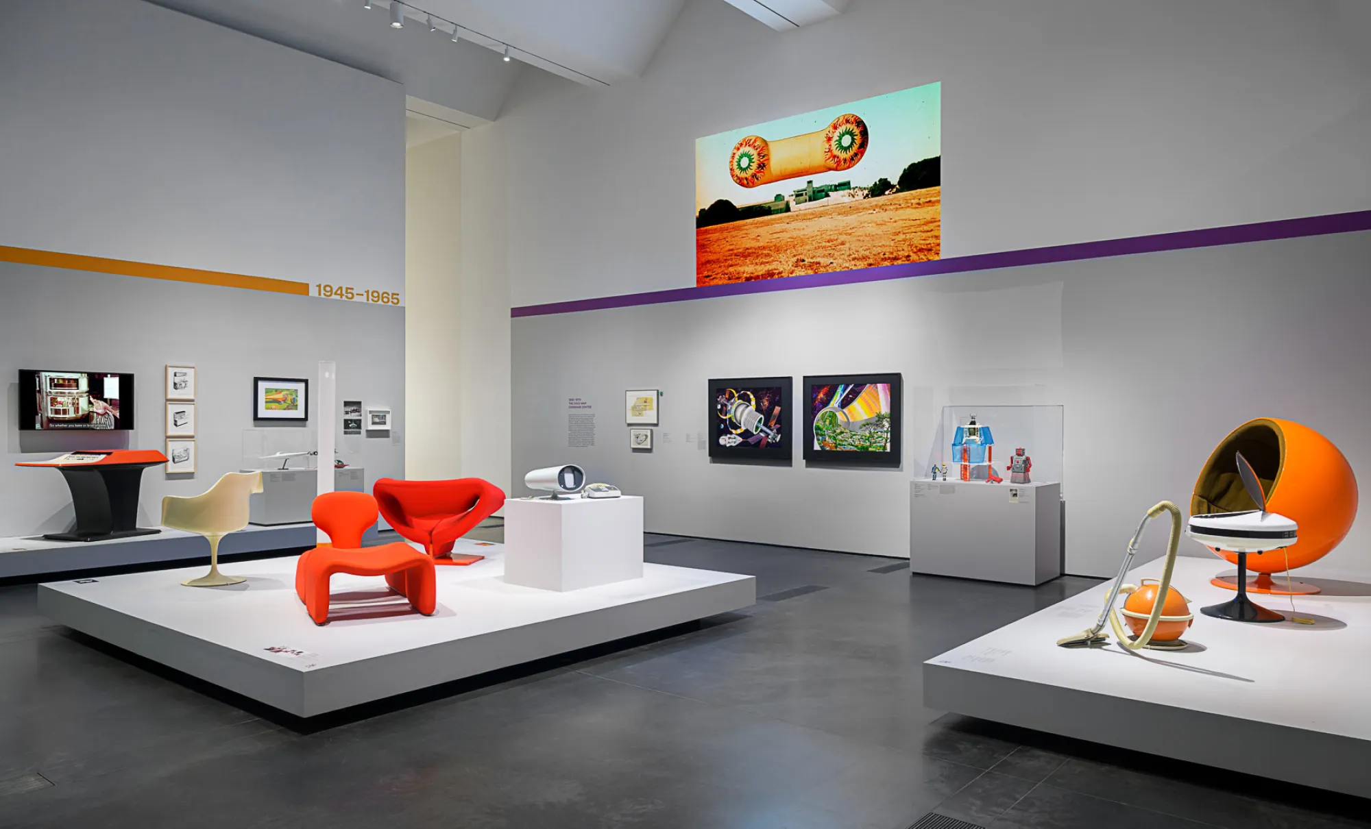 Installation photo of "Home of the Future, 1925–1985: Designing Domestic Utopias" exhibition at the Los Angeles County Museum of Art,