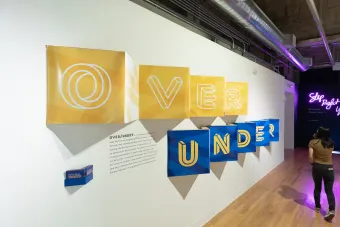 Title sign for Over Under 2022 MFA Design exhibition